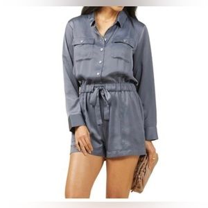 Outerknown Benson Long Sleeve Satin Jumpsuit -NWT Size S Color Galaxy Blue/Grey